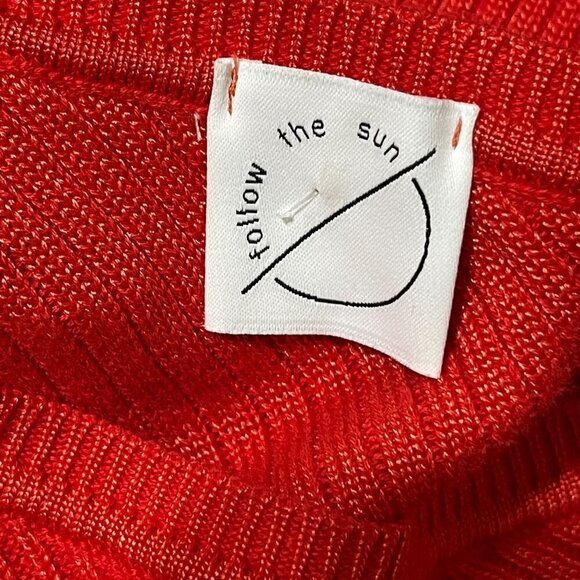 Follow The Sun Ribbed Puff Sleeve One Shoulder Red Size S Small - Picture 4 of 6